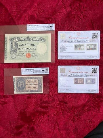 Italië. - 10 + 50 Lire 1923-1930 - Gigante BS 17F, BI 5/12