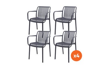 Set van 4 - Stripe stapelbare tuinstoel - Antraciet, Verzenden, Nieuw, Overige materialen