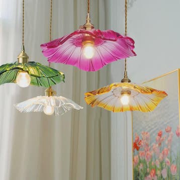 Vintage Bloemen Glazen Hanglamp - Sfeervolle Decoratie voor, Huis en Inrichting, Verzenden, Nieuw