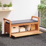 vidaXL Tuinopbergbank met kussen 126 cm massief acaciahout, Tuin en Terras, Verzenden, Nieuw, Hout
