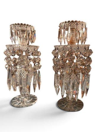 A pair of Regency style gilt bronze mounted cut-glass