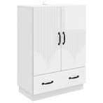 vidaXL Dressoir met lade Hoogglans Wit 66 x 34,5 x 92 cm, Verzenden, Nieuw, Overige houtsoorten, Minder dan 50 cm
