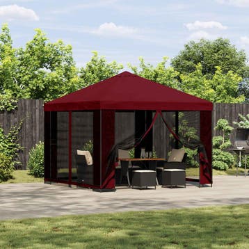 vidaXL Tuin Gazebo met Zijwanden 3 x 3 m Bordeauxrood, Verzenden, Nieuw