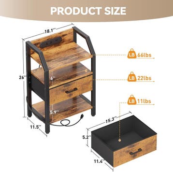 Nachtkastje set van 2 - Bijzettafel - Opbergkastje - 46x29x6, Huis en Inrichting, Verzenden, Zo goed als nieuw