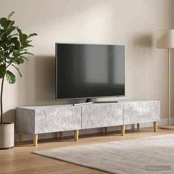 vidaXL TV-kast 147 x 34,5 x 30 cm Betongrijs Bewerkt hout, Huis en Inrichting, Minder dan 50 cm, Verzenden, Nieuw, Minder dan 100 cm