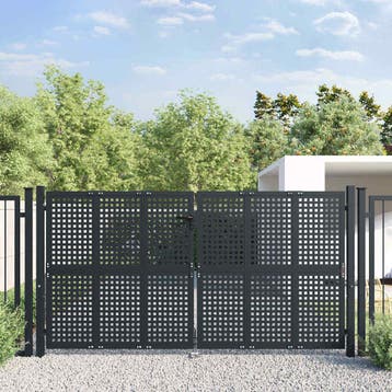 vidaXL Tuinpoort Antraciet 300x125 cm Staal, Verzenden, Nieuw