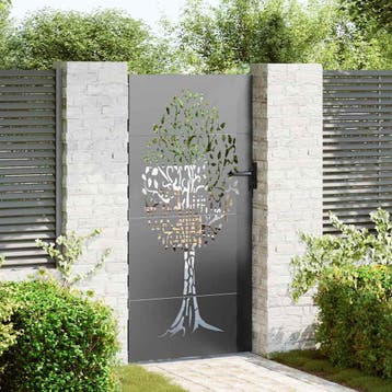 vidaXL Tuinpoort met slot Zwart 85 x 200 cm Poedergecoat, Verzenden, Nieuw