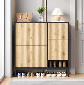 Schoenenkast met Zitbank – 3 Kleppen en Open Opbergvak, Verzenden, Nieuw