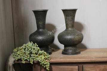 Sierlijke ijzeren vaas black 34 cm, Ophalen of Verzenden, Nieuw