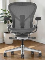 Nieuwstaat Herman Miller Aeron Polished - Remastered Model, Verzenden, Zwart, Zo goed als nieuw, Bureaustoel