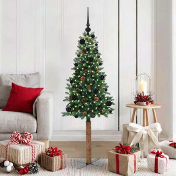 vidaXL Slanke Kerstboom Groen 150 cm PVC en massief, Verzenden, Nieuw