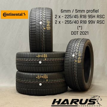 225/45/18 255/40/18 Continental winterbanden 6/5mm profiel, Auto-onderdelen, Banden en Velgen, 18 inch, Gebruikt, 255 mm, Band(en)