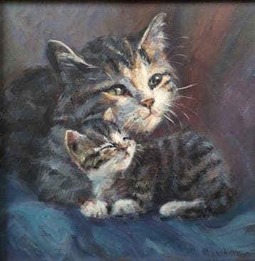 H.M. Bergen - Moeder poes met kitten