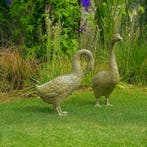 sculptuur, Lifesize Pair of Geese (fountain) - 68 cm - Brons