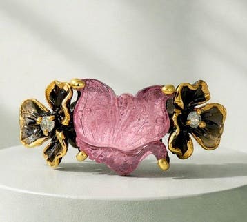 925 zilver zwart gerhodineerd - turmalijn - topaas - Ring