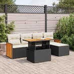 vidaXL 6-delige Loungeset met kussens poly rattan acacia, Verzenden, Nieuw, Loungeset