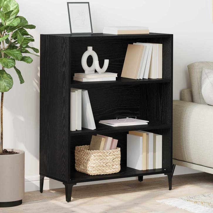 vidaXL Dressoir Zwart Eiken 69,5 x 32,5 x 90 cm Bewerkt hout, Huis en Inrichting, Kasten | Dressoirs, Nieuw, Minder dan 50 cm