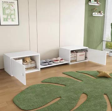 Lange Witte Schoenenkast met Zitbank – 189×40×34,5 cm, Huis en Inrichting, Kasten | Schoenenkasten, Verzenden, Nieuw