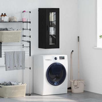 vidaXL Wandkast Zwart Eiken 34,5 x 34 x 90 cm Geengineerd, Minder dan 50 cm, Verzenden, Nieuw, Minder dan 100 cm