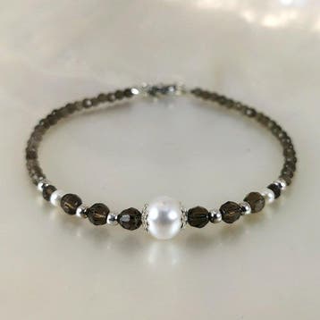 Zonder minimumprijs - Armband Zilver Parel - Quartz - Akoya, Nieuw