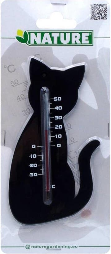 Kunststof Muurthermometer 15cm Zwarte Kat voor Binnen en..., Verzenden, Nieuw
