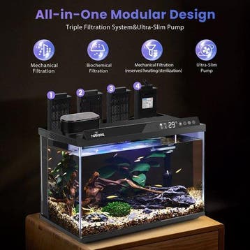 Smart Aquarium Kit - 44x24x28,5 cm - 30L - Zwart - Nobleza, Verzenden, Zo goed als nieuw