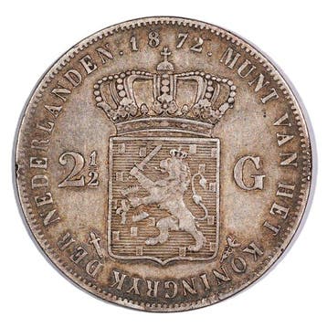 Nederland. Willem III. 2 1/2 Gulden 1872 - Sch. 598 (Zonder, Postzegels en Munten, Munten | Nederland