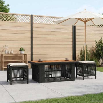 vidaXL Tuin eettafelset 4 st Zwart en Crème poly rattan, Verzenden, Nieuw, Rotan, 4 zitplaatsen