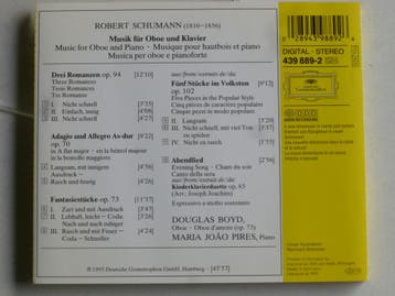 Schumann - Fantasiestücke / Douglas Boyd , Maria Joao Pires, Cd's en Dvd's, Ophalen of Verzenden, Zo goed als nieuw