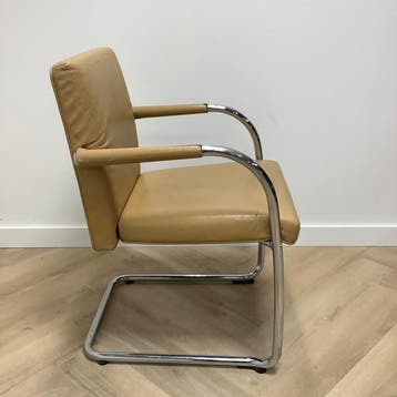 Design Vitra Visasoft vergaderstoelen, bruin leder, Ophalen of Verzenden, Gebruikt, Leer, Eén