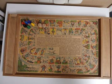 Bordspel - Jeu de lOie/ganzenbord-dambord-1920 - Hout
