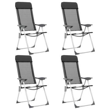 vidaXL Campingstoelen inklapbaar aluminium zwart 4 st, Caravans en Kamperen, Kampeermeubelen, Verzenden, Nieuw