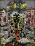 Jean Calogero (1922-2001) - Paesaggio Surrealista con Figura