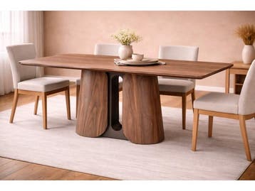 Veiling - Eettafel Walnoot 220x110x76 - Rechthoek ronde rand, Nieuw