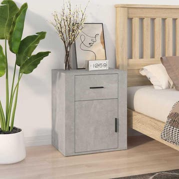 vidaXL Nachtkastje 50x36x60 cm bewerkt hout betongrijs, Huis en Inrichting, Slaapkamer | Nachtkastjes, Minder dan 45 cm, Verzenden
