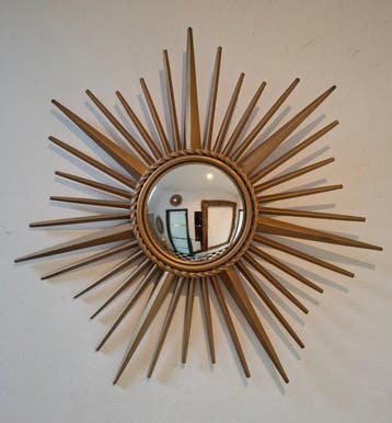 Chaty Vallauris - Spiegel - Staal - Zeldzame zonnespiegel,, Antiek en Kunst, Curiosa en Brocante
