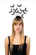 Haarband Vleermuis Zwart Dons Vampier Diadeem Halloween Vlee, Ophalen of Verzenden, Nieuw, Halloween, Accessoires