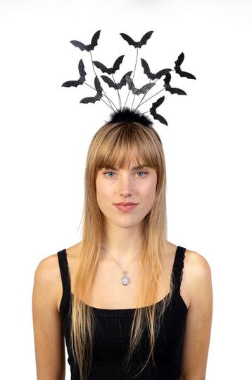 KIMU® Haarband Vleermuis Zwart Dons Vampier Diadeem Hallowee, Ophalen of Verzenden, Nieuw, Halloween, Accessoires