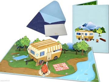 Caravan Vakantie Kamperen Vrijheid & Avontuur pop-up kaart, Verzenden, Nieuw