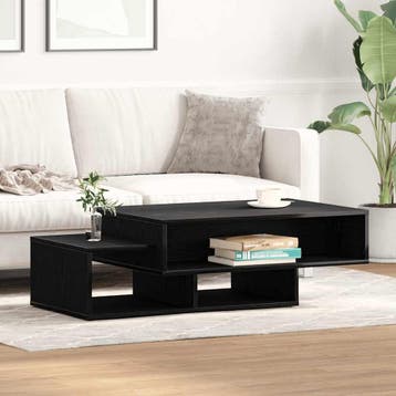 vidaXL Salontafel 105x55x32 cm bewerkt hout zwart eikenkleur, 100 tot 150 cm, Verzenden, Nieuw, 50 tot 100 cm