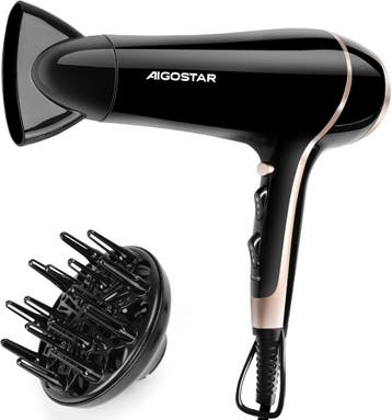 Ionische Fohn 2400W Zwart | 50% Korting, Ophalen of Verzenden, Zo goed als nieuw, Haarverzorging