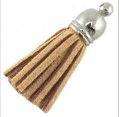 2 x Kwastje van faux suede met eindkapje  10 x 35~37 mm Peru, Ophalen of Verzenden, Nieuw, Bedel