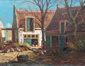 Jurrien Marinus Beek (1879-1965) - Boerderij met kippen