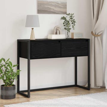 vidaXL Bijzettafel Zwart Eiken 100 x 36 x 75 cm Bewerkt hout, Verzenden, Nieuw, 60 cm of meer