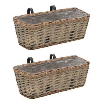 vidaXL Balkonbakken 2 st 40 cm wicker met PE-voering, Tuin en Terras, Verzenden, Nieuw, Minder dan 60 cm, Minder dan 30 cm