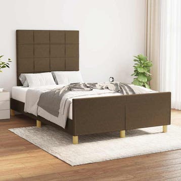 vidaXL Bedframe zonder matras 120x200 cm stof donkerbruin, Bruin, Verzenden, Nieuw, Twijfelaar