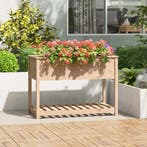 vidaXL Plantenbak met schap 111,5x54x81 cm massief, Verzenden, Nieuw, Hout, 60 cm of meer