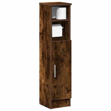 vidaXL Badkamerkast met rolhouder 20,5x22x90 cm gerookt, Verzenden, Nieuw, (Half)hoge kast
