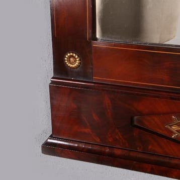 Hollandse Empire spiegel met brons en inlegwerk ca 1810 bloe, Ophalen of Verzenden