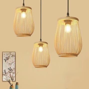 Rotan Bamboe Hanglamp E27 – Handgemaakt, Verzenden, Nieuw